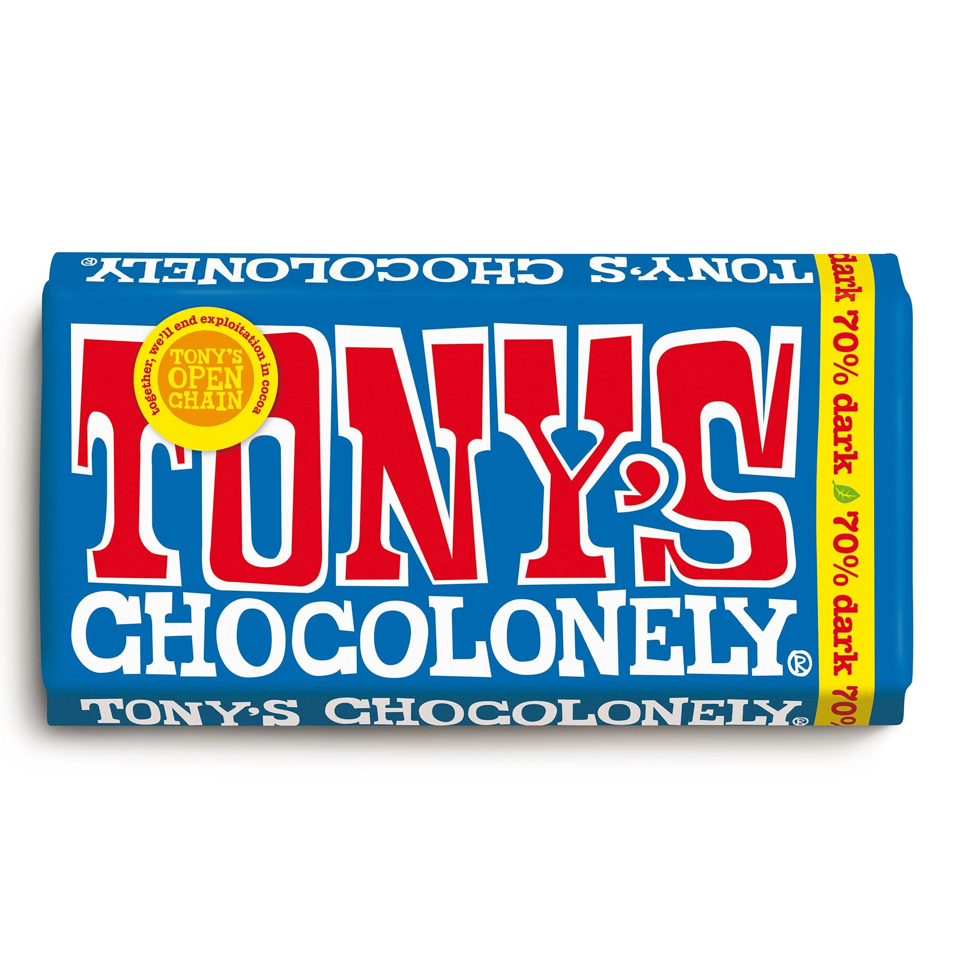 Tony's Chocolonely Dark Chocolate Bar - 180g, 70% Belgian Fairtrade Chocolate, Gift, Vegan