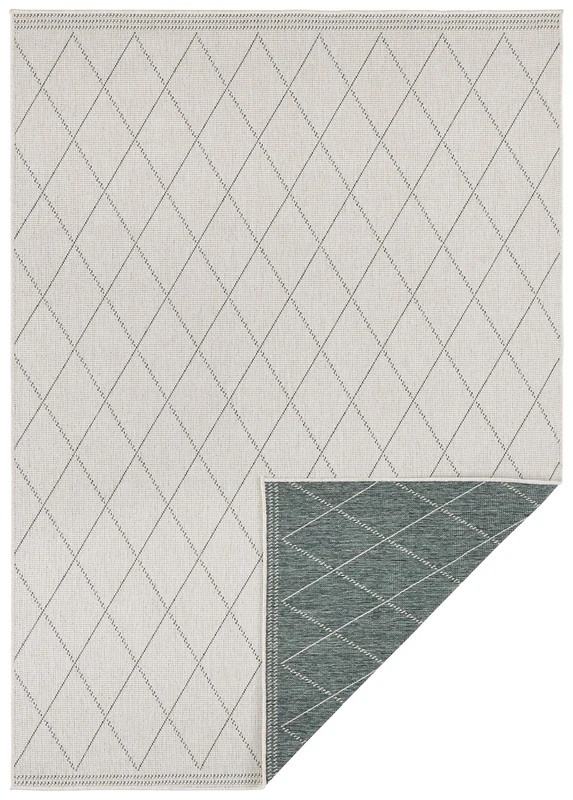 Freundin Home Collection In- & Outdoor Reversible Rug Daisy, Polypropylene, Green cream, 80 x 250 cm