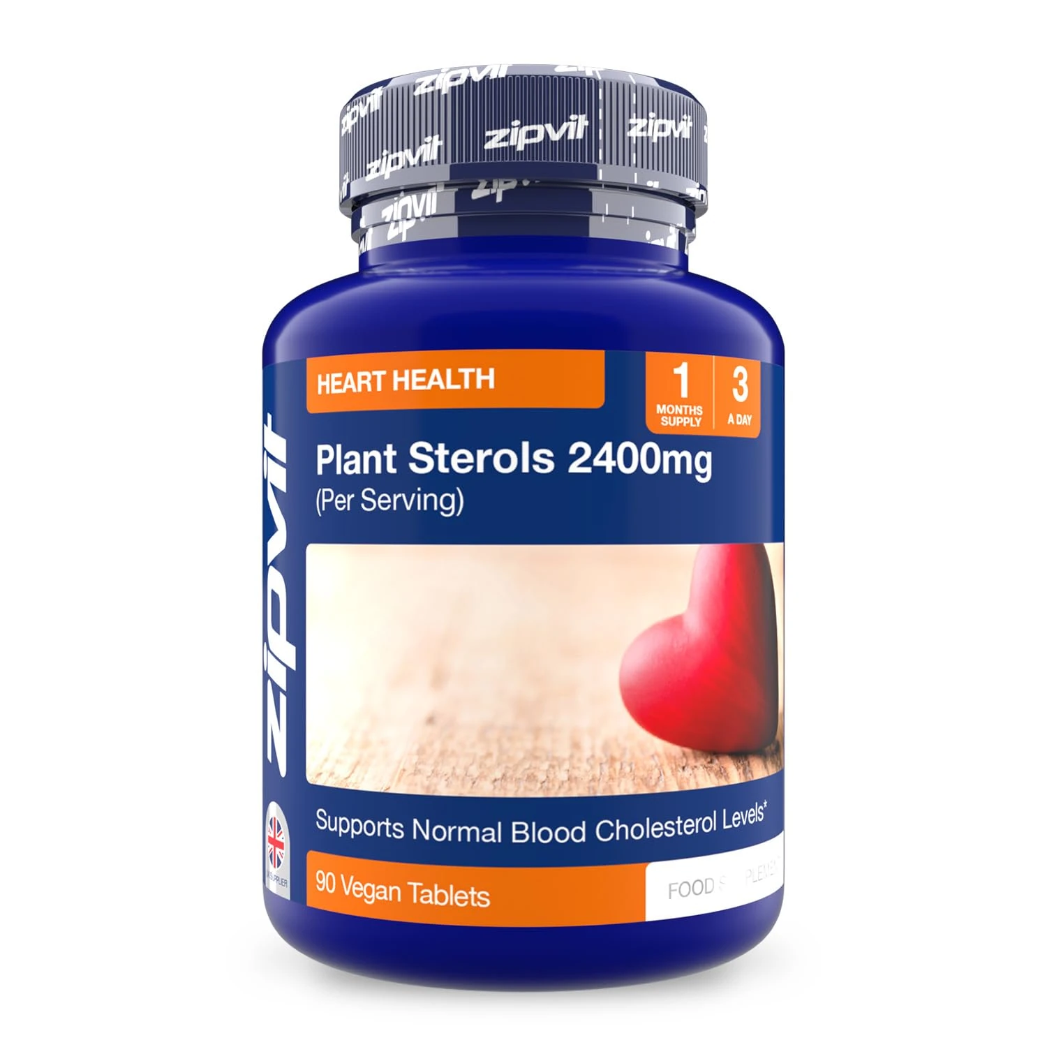 Zipvit Plant Sterols High Strength 2400mg, 90 Vegan Tablets, Supports Maintenance of Normal Blood Cholesterol, Vegan and Vegetarian Friendly