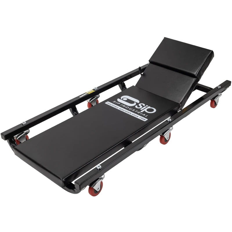 SIP Adjustable Mechanic Car Creeper, Padded Head & Backrest, 6 Swivel Castors, Workshop Tool