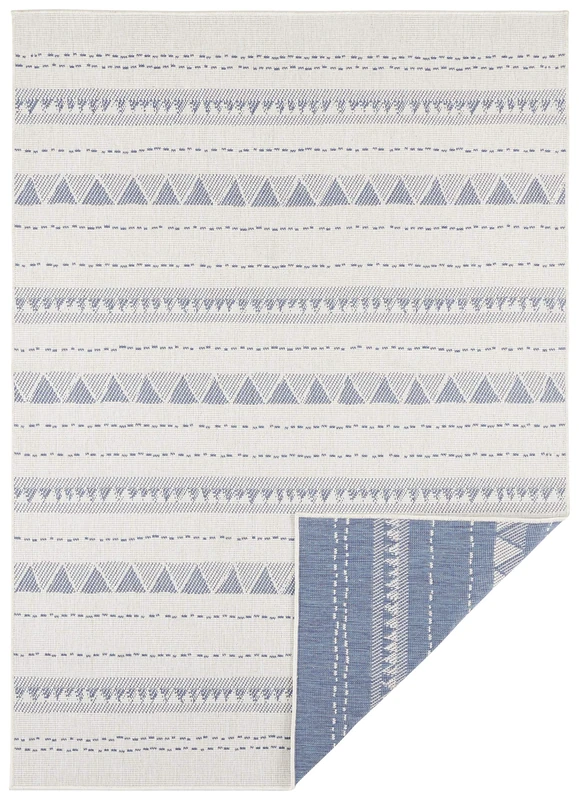 NORTHRUGS Bahamas Indoor and Outdoor Rug 160 x 230 cm - Reversible Rug Weatherproof Boho Design Ethnic Pattern Runner for Balcony Patio Garden Conservatory Living Room Rug Waterproof in Blue Cream