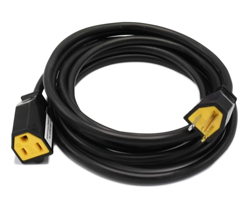 HDIUK North american USA Mains extension lead 3 wire with ground NEMA (15 Metre, Black)