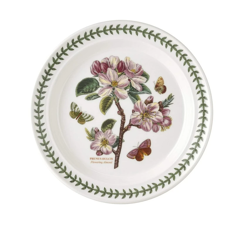 Portmeirion x Botanic Garden Set of 6 Dinner Plates - Ceramic White Color with Elegant Floral Design for Everyday Dining or Picnics, Earthenware, Made in England, Size 25cm