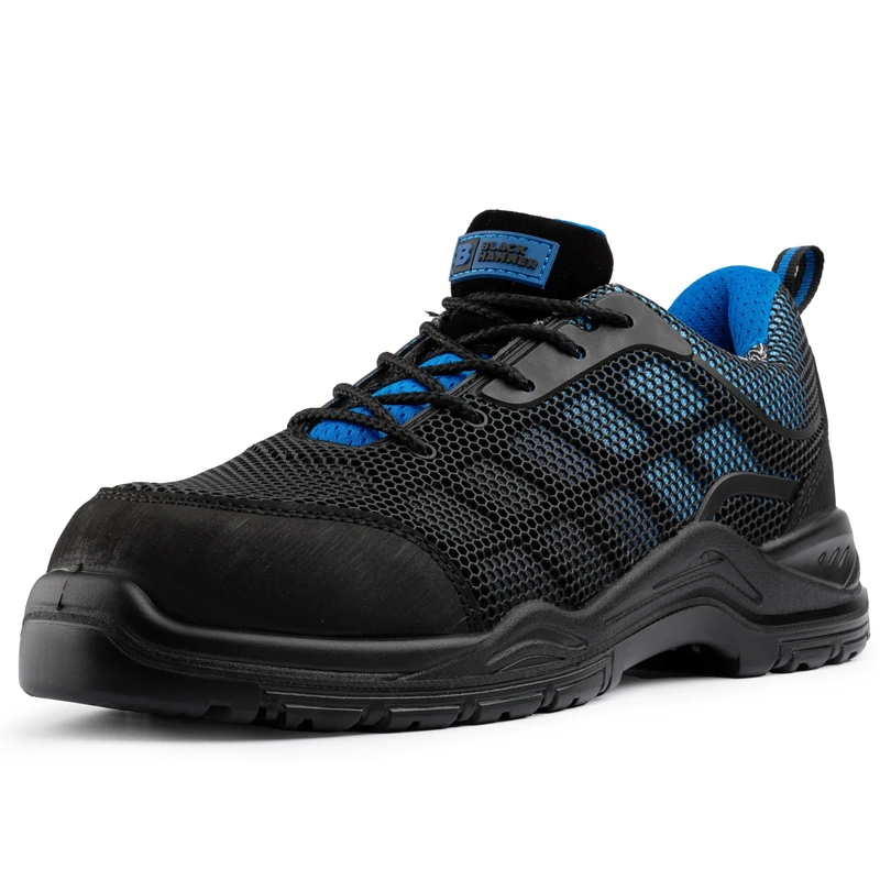 Black Hammer Mens Safety Trainers Non Metal Free Waterproof Composite Toe Cap with Midsole Protection Non Metallic Work Shoes Hiker Airports 8007 S3 SRC (9 UK, Blue)