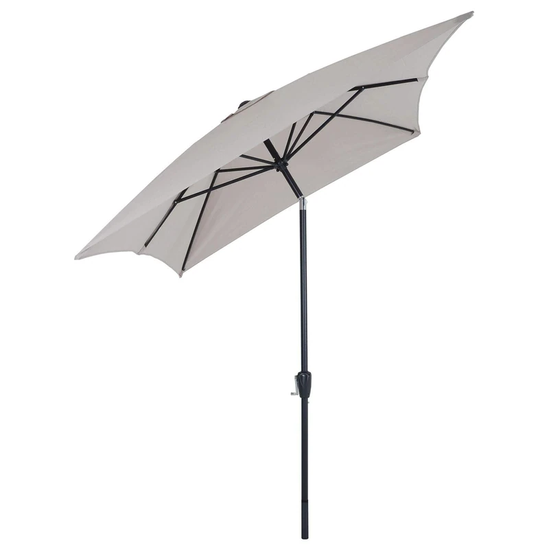 Azuma Garden Parasol 3x2M Rectangle Taupe Crank & Tilt Function Patio Umbrella Sun Shade With UV50 Protection Adjustable Canopy Air Vented For Stability Aluminium Pole Summer Accessory