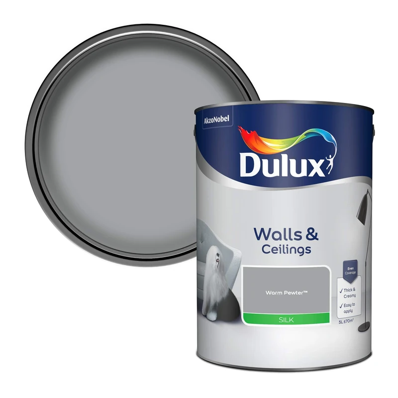 Dulux Walls & Ceilings Silk Emulsion Paint - Warm Pewter - 5L