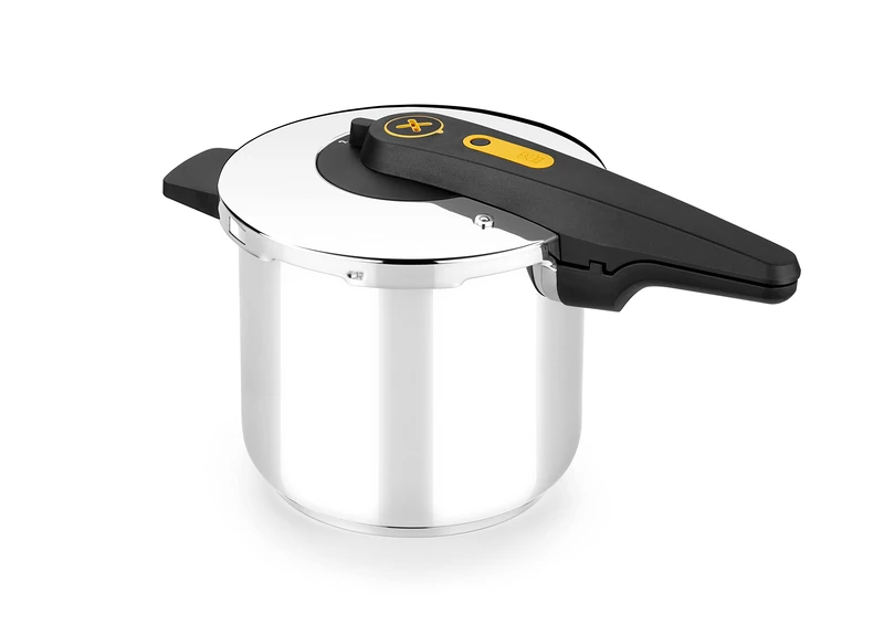 Bra Excellent Quick Pressure Cooker, Scissor Type Opening, 18/10 Stainless Steel, Easy to Use and Safe, Suitable for All Types of Cookers and Induction, 9 Litre