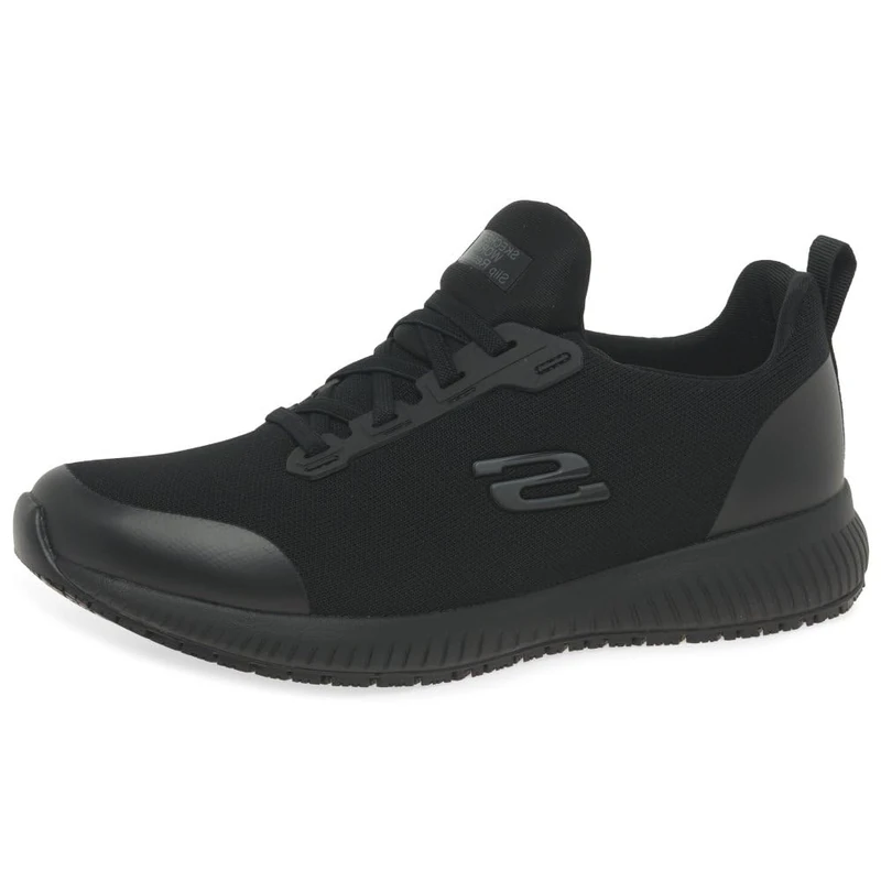 Skechers Women's Squad Sr Work Shoes, Black Black Flat Knit Blk, 6.5 UK