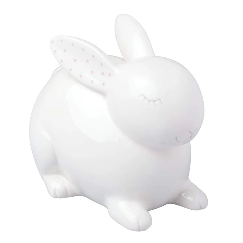 Pearhead Ceramic Bunny Coin Bank, Gender Neutral Nursery Décor, Toddler Gift For Boys and Girls, Savings Toy Bank for Kids, Modern Piggy Bank, White