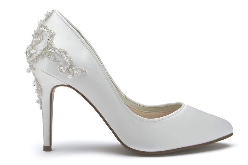 Rainbow Club Willow - Ivory Satin Bridal Court Shoes, 5