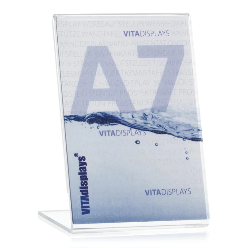 Vitadisplays® DIN A7 Advertising Stands/Price Holders/Photo Stands (7.4 x 10.5 cm) Transparent from Original Plexiglas® (Pack of 10)