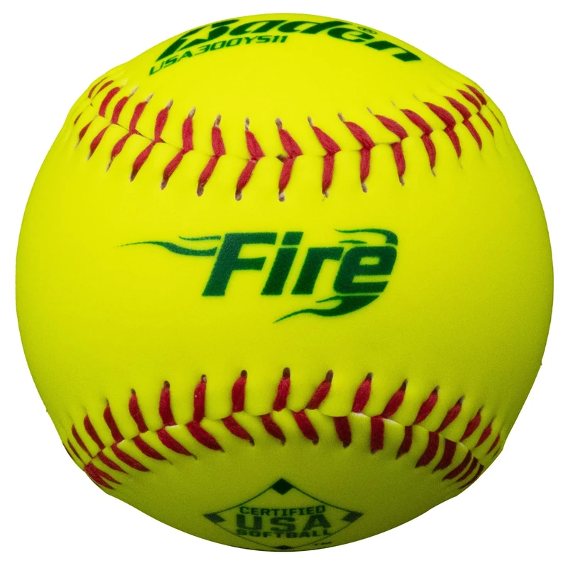 Baden USA (ASA) Fire Synthetic Cover Slowpitch Softballs - 11" High-Durability Balls for Competitive Play | 12-Pack
