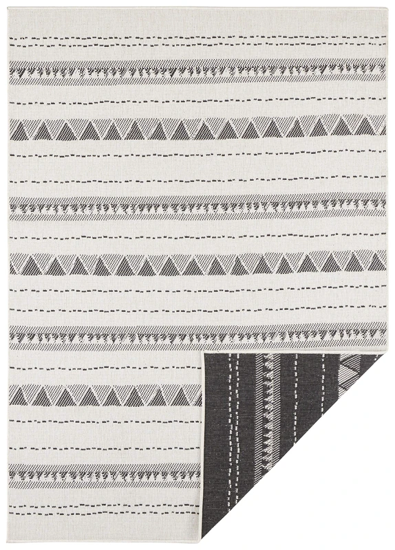 NORTHRUGS Bahamas Indoor and Outdoor Rug 120 x 170 cm - Reversible Rug Weatherproof Boho Design Ethnic Pattern Runner for Balcony Patio Garden Conservatory Living Room Rug Waterproof in Black Cream