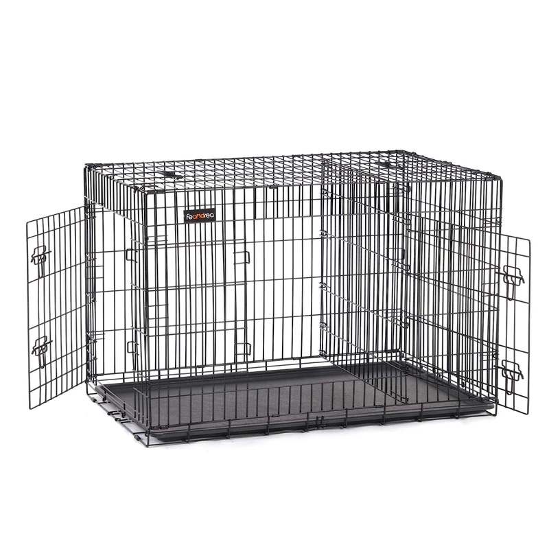 Feandrea Dog Cage, Dog Crate with 2 Doors, 107 x 70 x 77.5 cm, Black PPD42BK