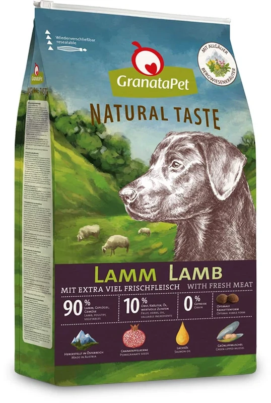 GranataPet Natural Taste Lamb, Dry Dog Food for Dogs, Dog Food without Grains and No Added Sugar, Complete Food for Adult Dogs, 4 kg