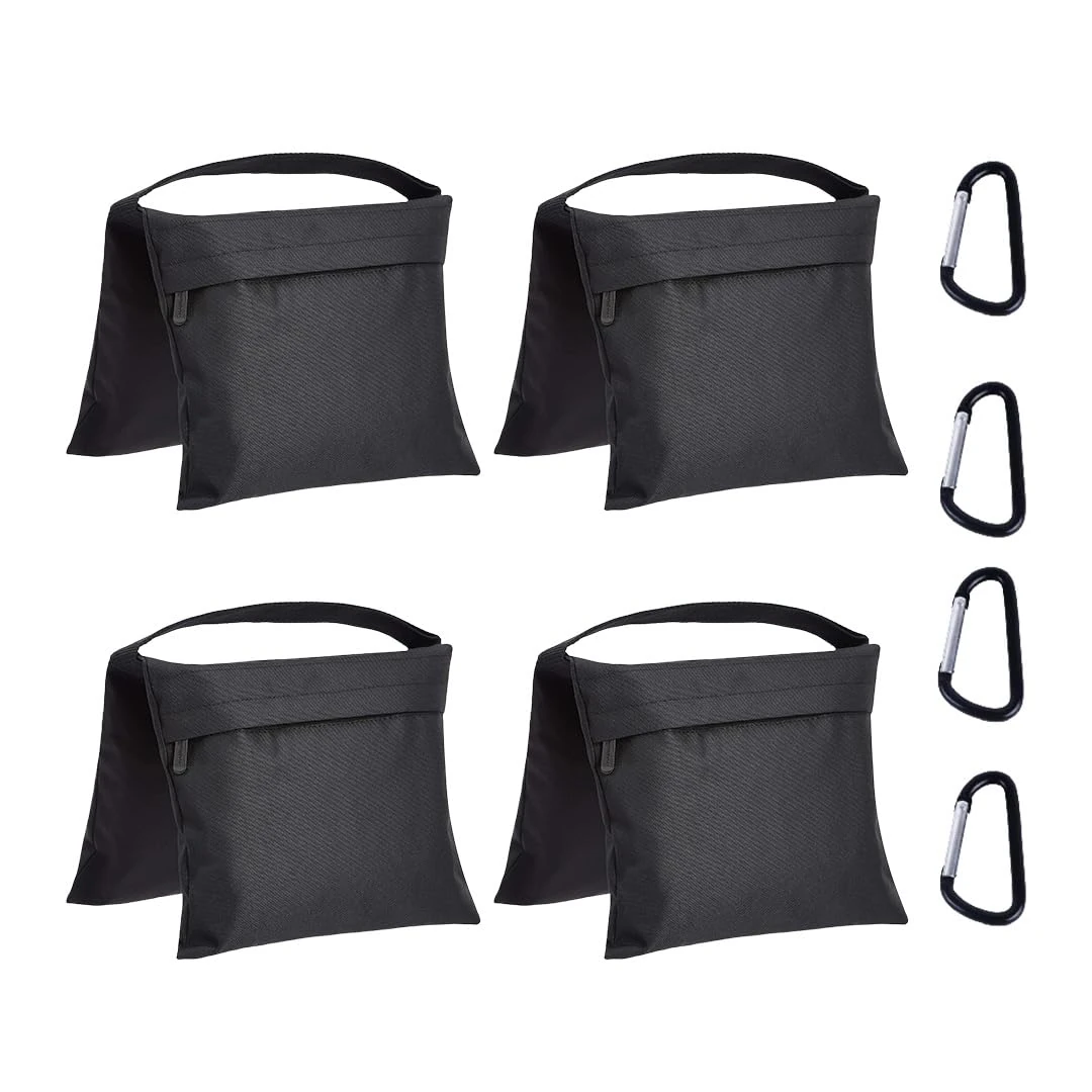 Amazon Basics 4-Pack Photographic Empty Sandbag Set for Light Stands, Reflectors, Softboxes and Photo Studio, Max Load 9kg, Black