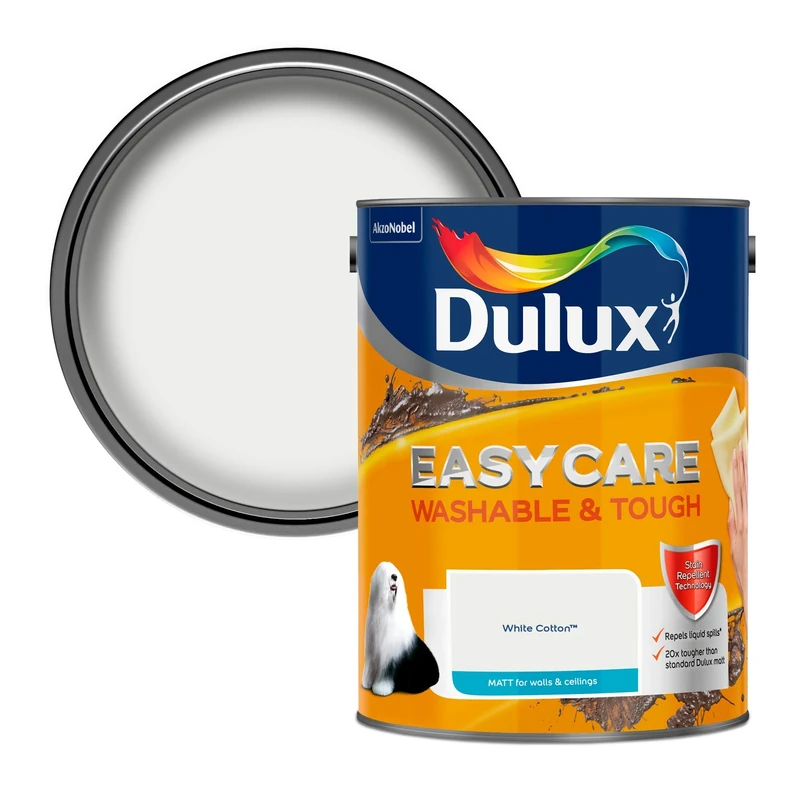 Dulux Easycare Washable & Tough Matt Emulsion Paint - White Cotton - 5L