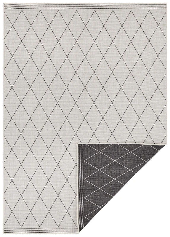 Freundin Home Collection In- & Outdoor Reversible Rug Daisy, Polypropylene, Black Cream, 160x230 cm - Image 1
