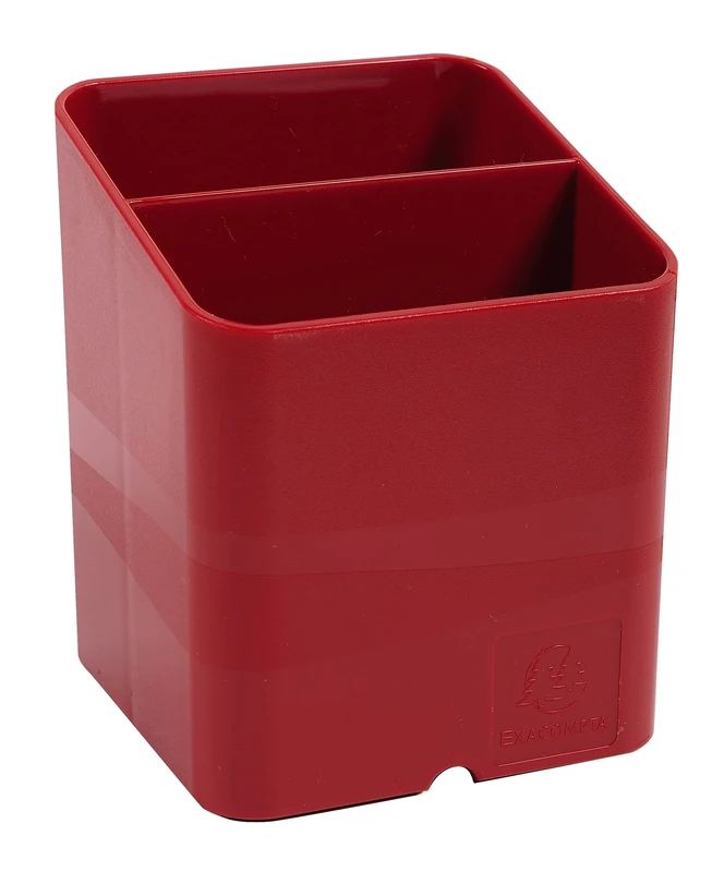 Exacompta - Ref 67718D - Iderama Collection - Pen-Cube Pen Pot - 74 x 74 x 93mm in Size, Space-Saving Design, 2 Sections for Pencil Organisation - Red