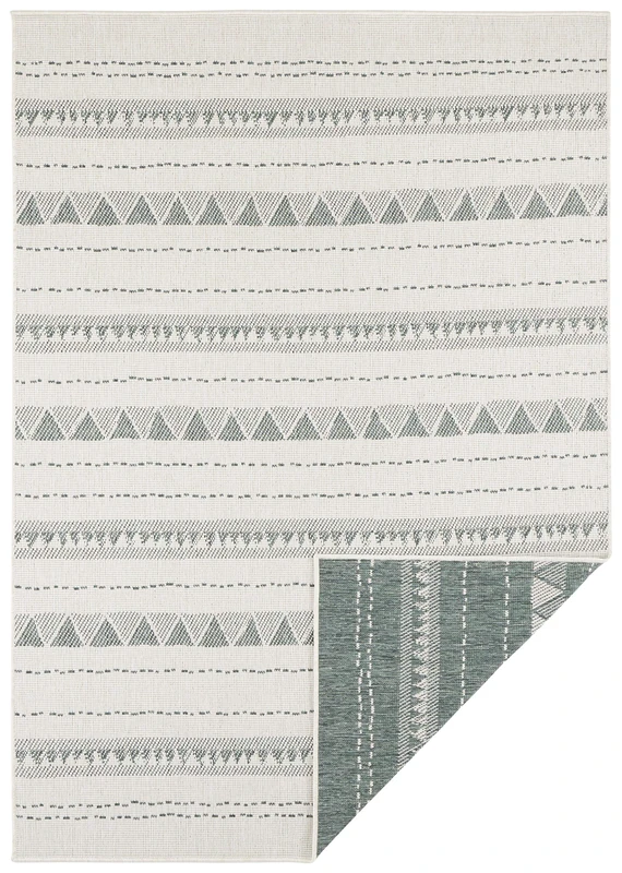 NORTHRUGS Bahamas Indoor and Outdoor Rug 120 x 170 cm - Reversible Rug Weatherproof Boho Design Ethnic Pattern Runner for Balcony Patio Garden Conservatory Living Room Rug Waterproof in Green Cream