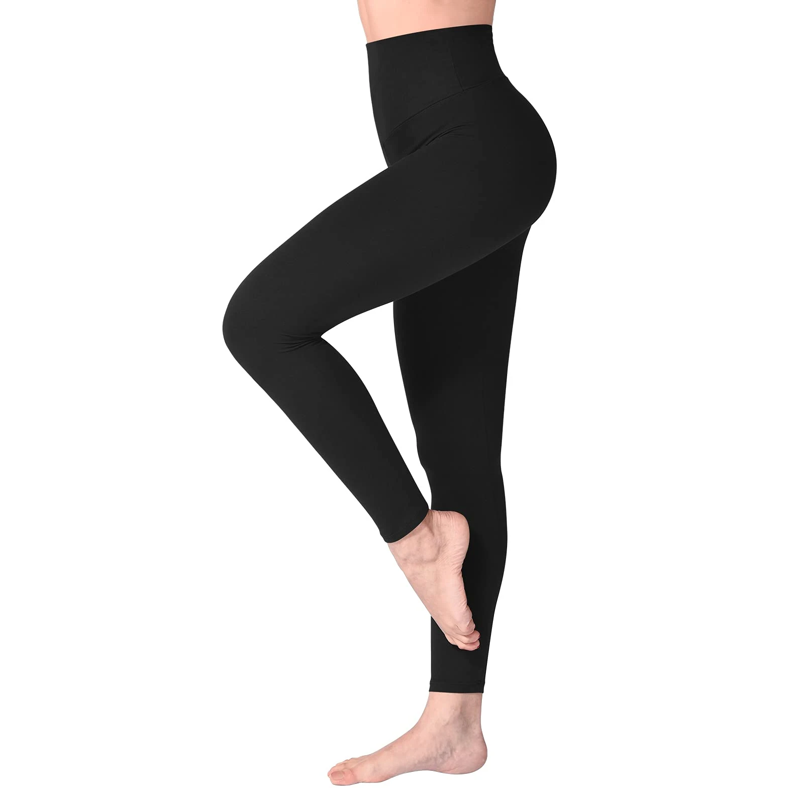 SINOPHANT High Waisted Leggings for Women, Buttery Soft Elastic Opaque Tummy Control Leggings, Plus Size Workout Gym Yoga(Black1,S-M)