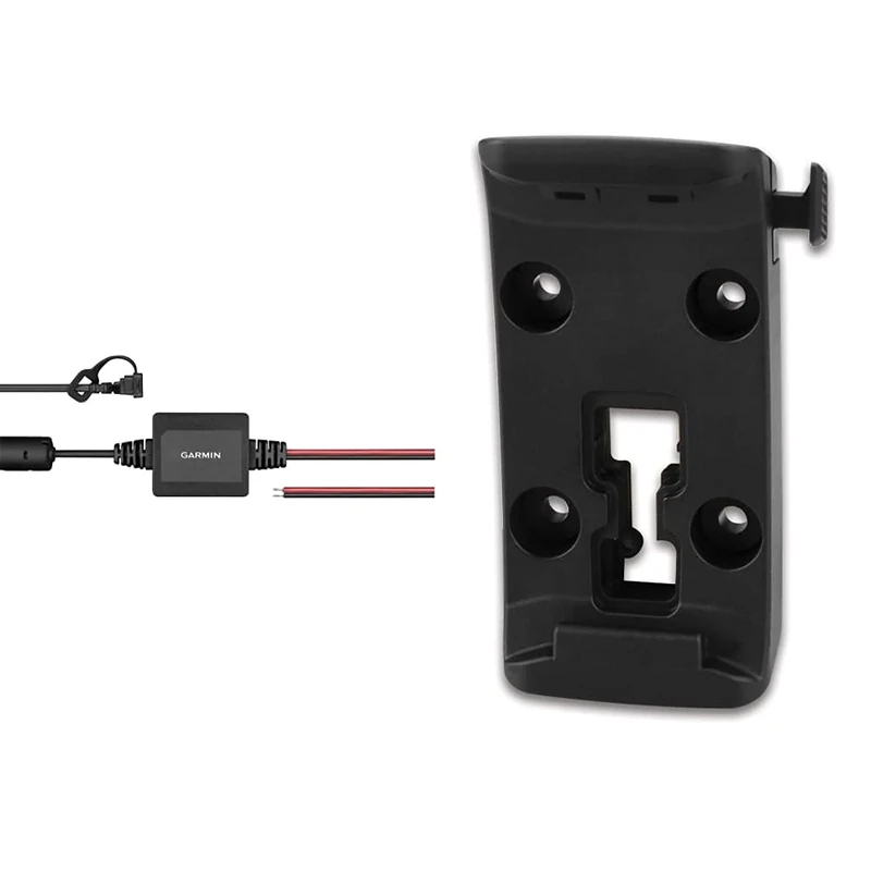 Garmin 010-11843-01 Motorcycle Power Cable for Zumo 340, 350 and 390 Sat Navs, Black & 010-11843-00 Motorcycle Mount Bracket Zumo 340, 350 and 390 Sat N, Black - Image 1