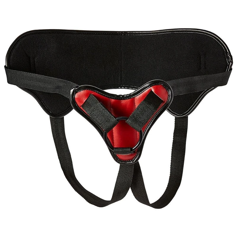 Sportsheets Saffron Vegan Strap-On, O-Ring, Black and Red - Image 1
