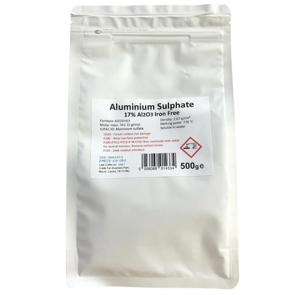 500g bag ALUMINIUM SULPHATE 17% Iron Free Alum - Al2(SO4)3