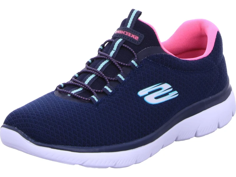 Skechers Women's 12980 Sneaker, Blue Navy Aqua, 3 UK