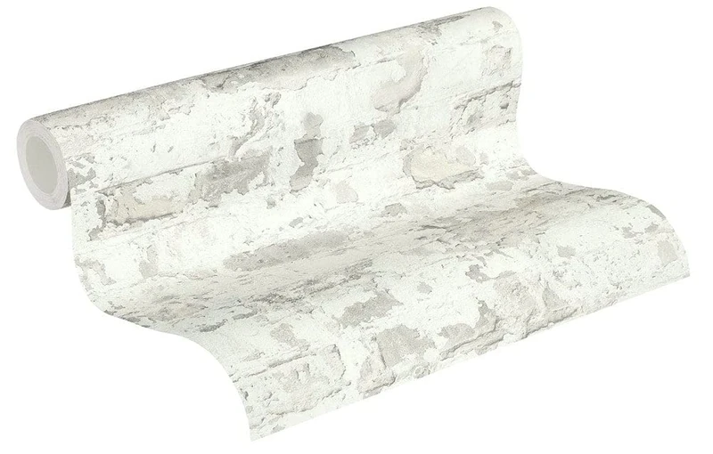 Livingwalls Brick Wallpaper Elements A.S. Création Non-Woven 10.05 m x 0.53 m Grey White Made in Germany 369293 36929-3 - Image 1