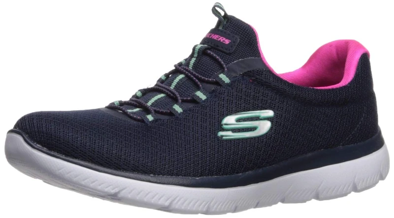 Skechers Women's Summits Sneaker, Navy Hot Pink, 2.5 UK - Image 1