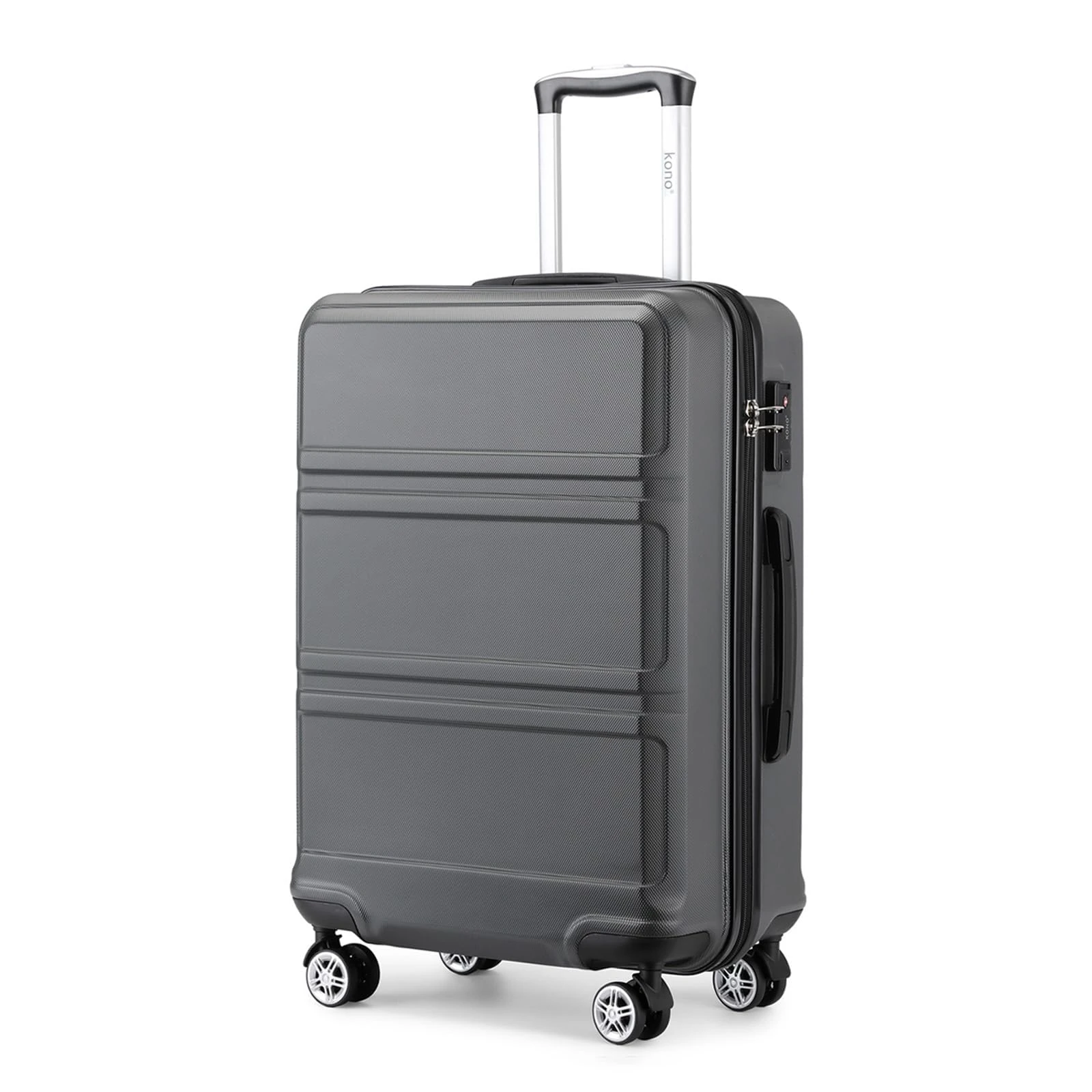 Kono Fashion Hand Luggage Lightweight ABS Hard Shell Trolley Travel Suitcase with 4 Wheels Cabin Carry-on Suitcases (20", Grey)