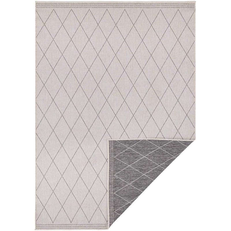 freundin Home Collection Nora Indoor & Outdoor Rug - Reversible Rug Weatherproof Modern Design Rug for Balcony, Patio, Conservatory, Bath Mat, Living Room Rug, Grey, Cream, 120 x 170 cm