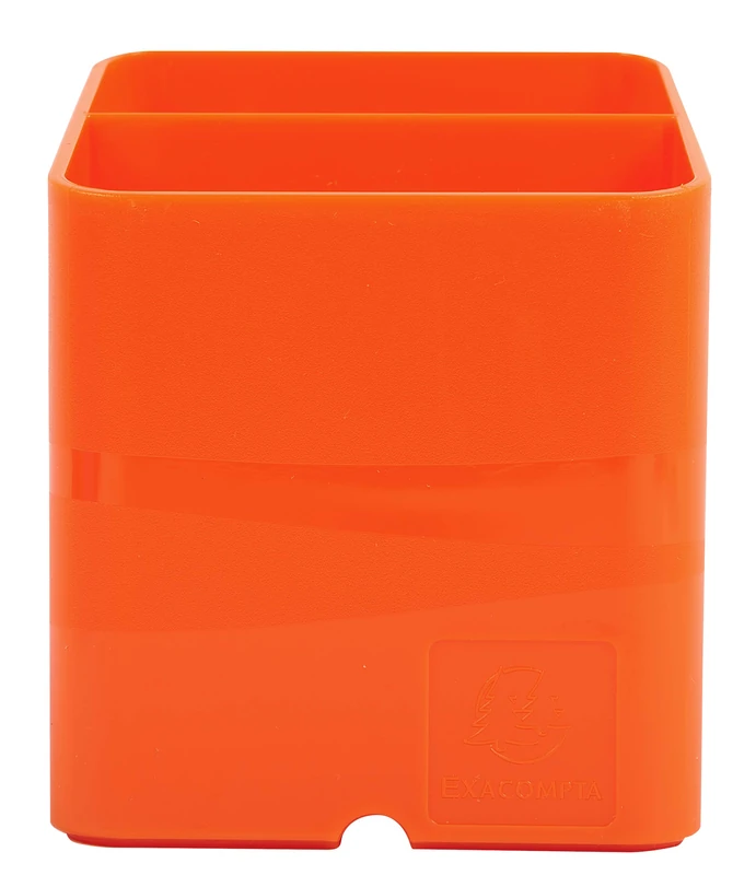 Exacompta - Ref 67788D_PAQ - Iderama Collection - Pen-Cube Pen Pot - 74 x 74 x 93mm in Size, Space-Saving Design, 2 Sections for Desk Organisation - Mandarin (Pack of 10)