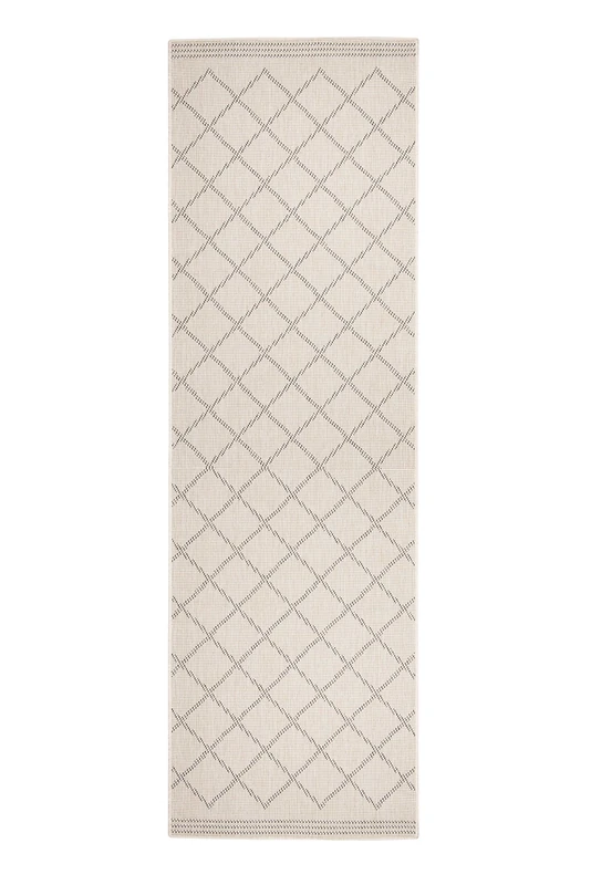 Hanse Home NORTHRUGS Corsica Indoor and Outdoor Rug 80 x 250 cm Reversible Rug Weatherproof Modern Geometric Pattern Runner for Balcony Patio Garden Conservatory Living Room Waterproof in Grey Cream