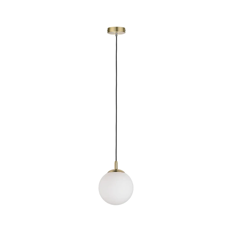 Paulmann Nordic Menja Pendant Lamp, Max. 1x20W, E27, White/Brushed Brass, 230V, Glass/Metal, Dimmable, 21cm(L) x 21cm(W) x 110cm(H), Living Room