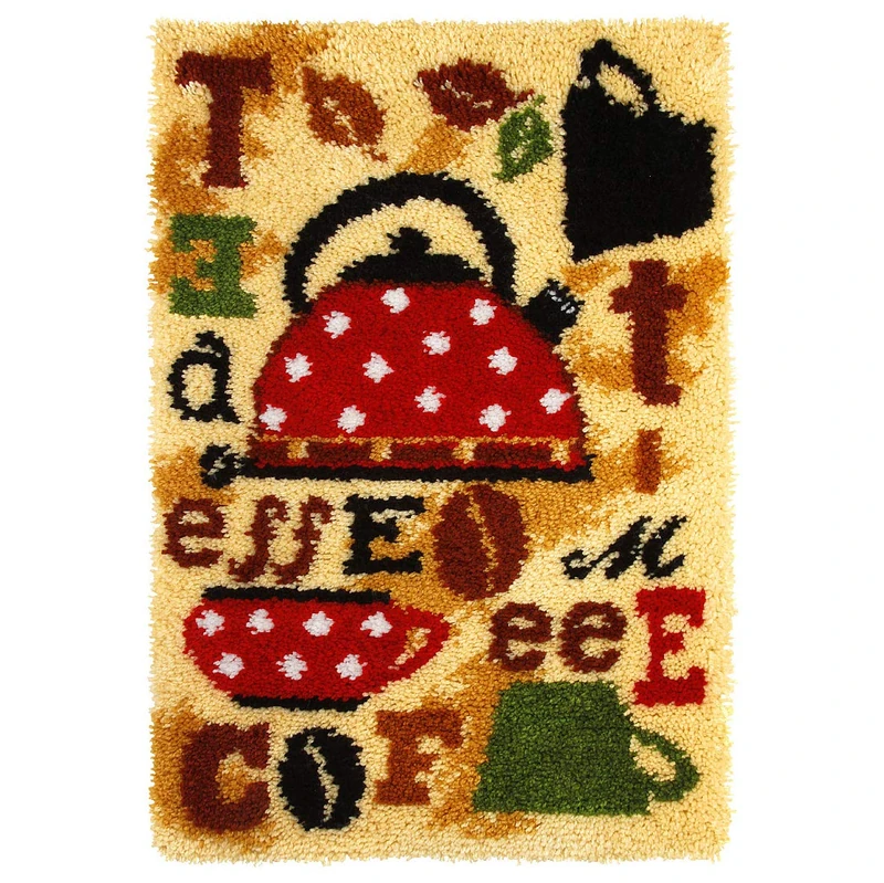 Orchidea Latch Hook Rug Kit Tea and Coffee, Assorted, 50x74.5 cm
