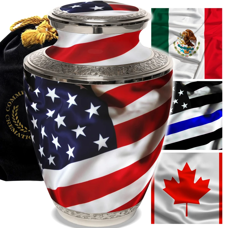 American Flag Cremation Urns for Human Ashes Adult Female - Decorative Urns for Ashes Adult Male - Personalized Cremation Urns for Men & Women, Beautifully Handcrafted Cremation Urn for Mom or Dad - Image 1