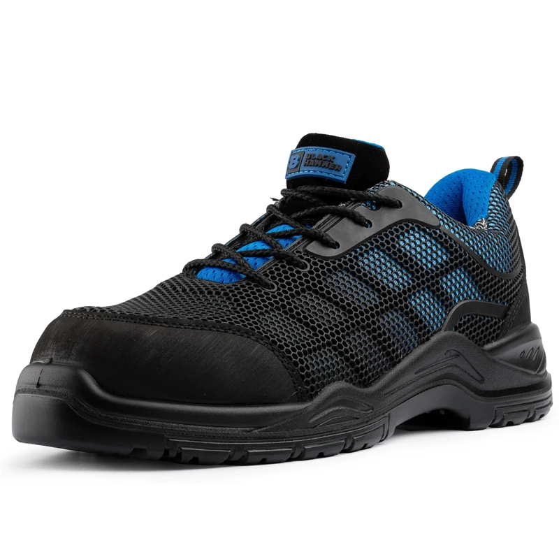 Black Hammer Mens Safety Trainers Non Metal Free Waterproof Composite Toe Cap with Midsole Protection Non Metallic Work Shoes Hiker Airports 8007 S3 SRC (12 UK, Blue)