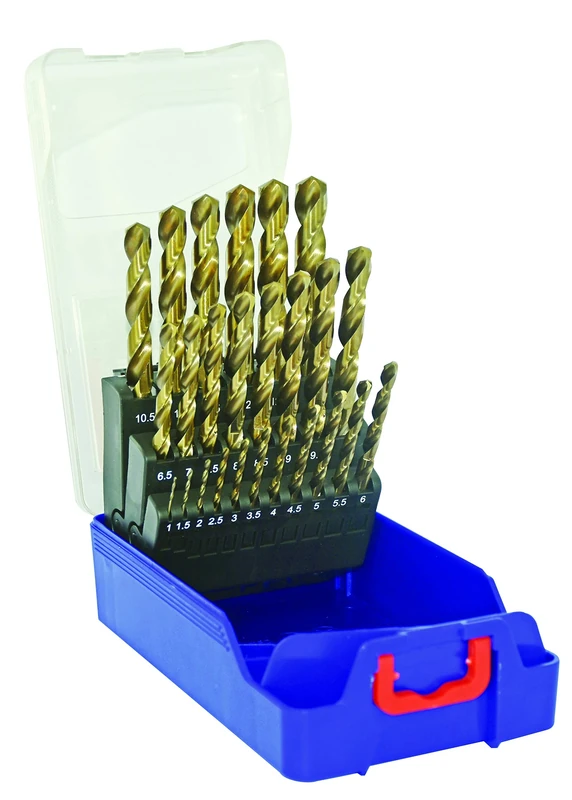 TIVOLY 11455070017 Set G 25 Drill Bit HSS E5, Cylindrical, Short Cutted, Cross Tip, Containing Diameter 1 to 13 mm per 1/2