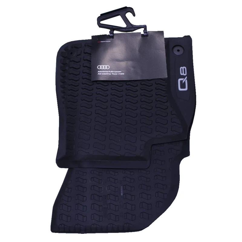 Audi 4M8061501041 All-Weather Floor Mats Premium Rubber Front Floor Mats with Q8 Lettering, Black