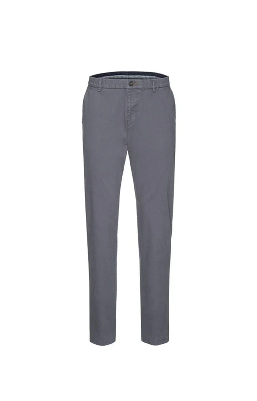 bugatti Chino Modern Fit Casual Trousers Long Stretch Cotton, Gray, 32 W/34 L