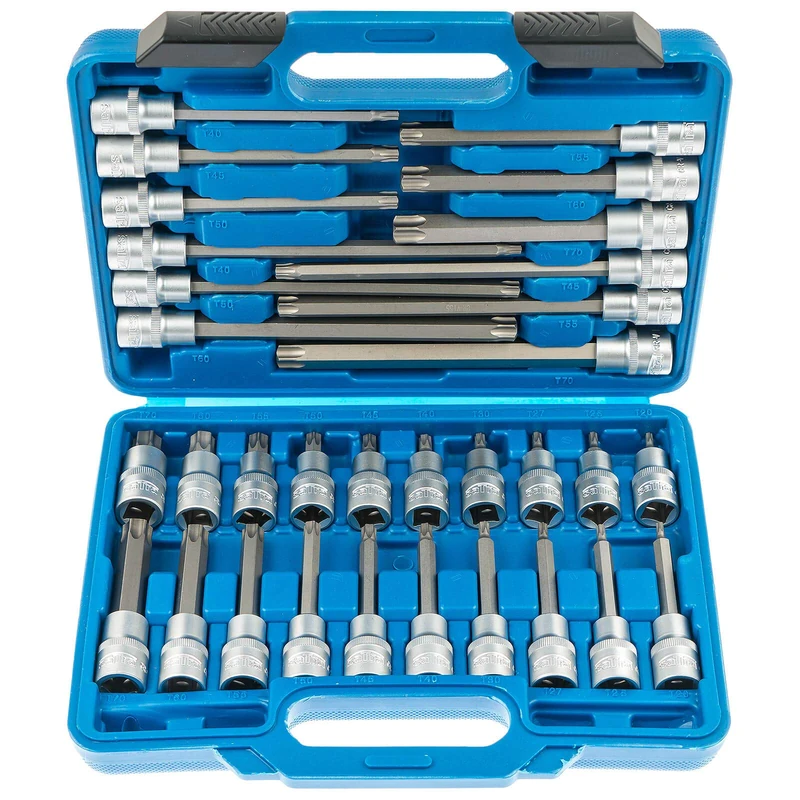 SATRA S-ST3212 Socket Spanner Set T-Profile Nuts 32-Piece 1/2 Inch Tool Bits Compatible with Torx