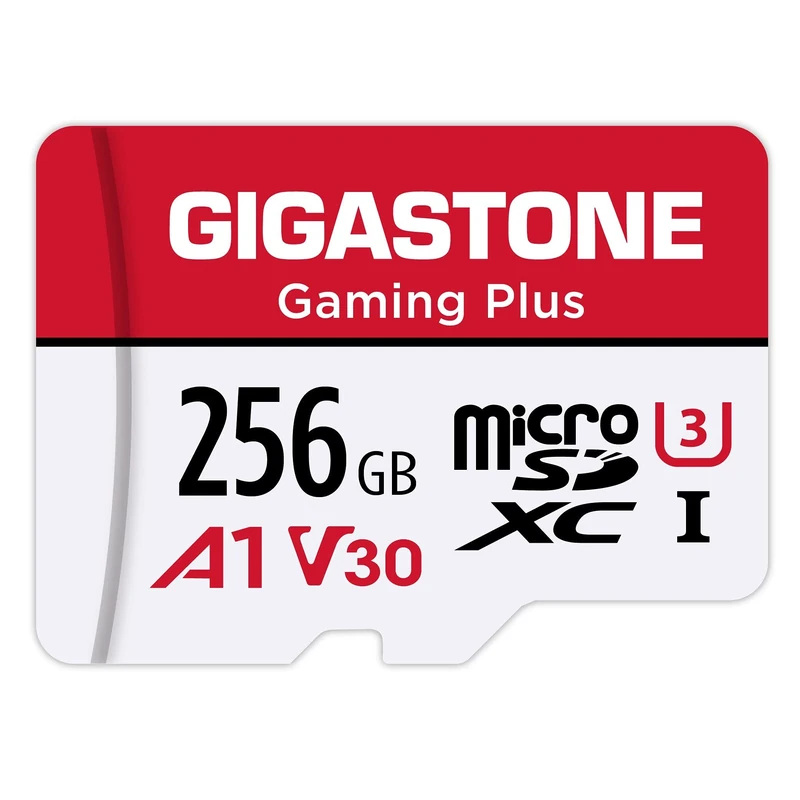 GIGASTONE 256GB Gaming Plus Series Memory Card Speed Up to 100MB/s for Nintendo-Switch 1, Game Console, 4K Video A1 V30 U3 MicroSDXC with SD Adapter