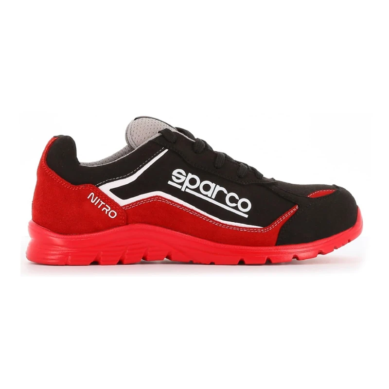 Sparco TEAMWORK Scarpa Antinfortunistica Da Lavoro - BASSA PER UOMO E DONNA NITRO S3 SRC, Unisex Adults’ Fire and Safety Boot, ROSSO/NERO, 2 UK (EU)
