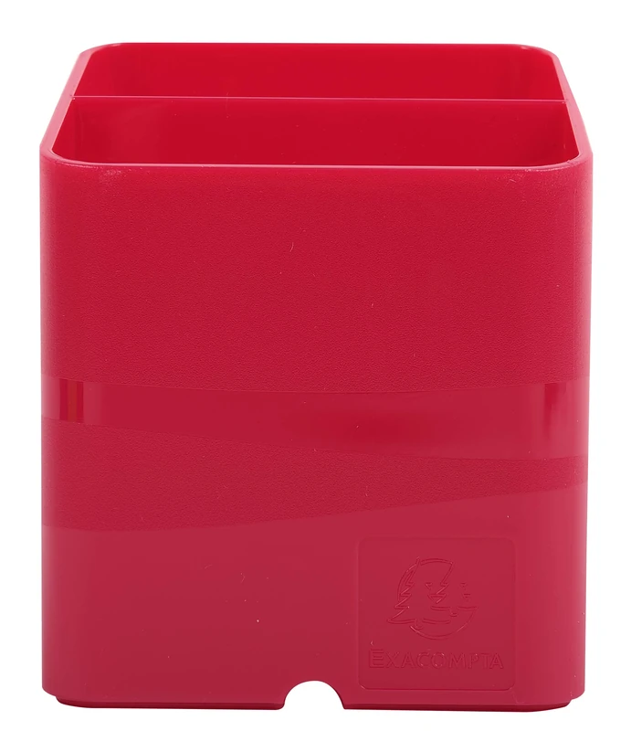 Exacompta - Ref 67784D_PAQ - Iderama Collection - Pen-Cube Pen Pot - 74 x 74 x 93mm in Size, Space-Saving Design, 2 Sections for Desk Organisation - Raspberry (Pack of 10)