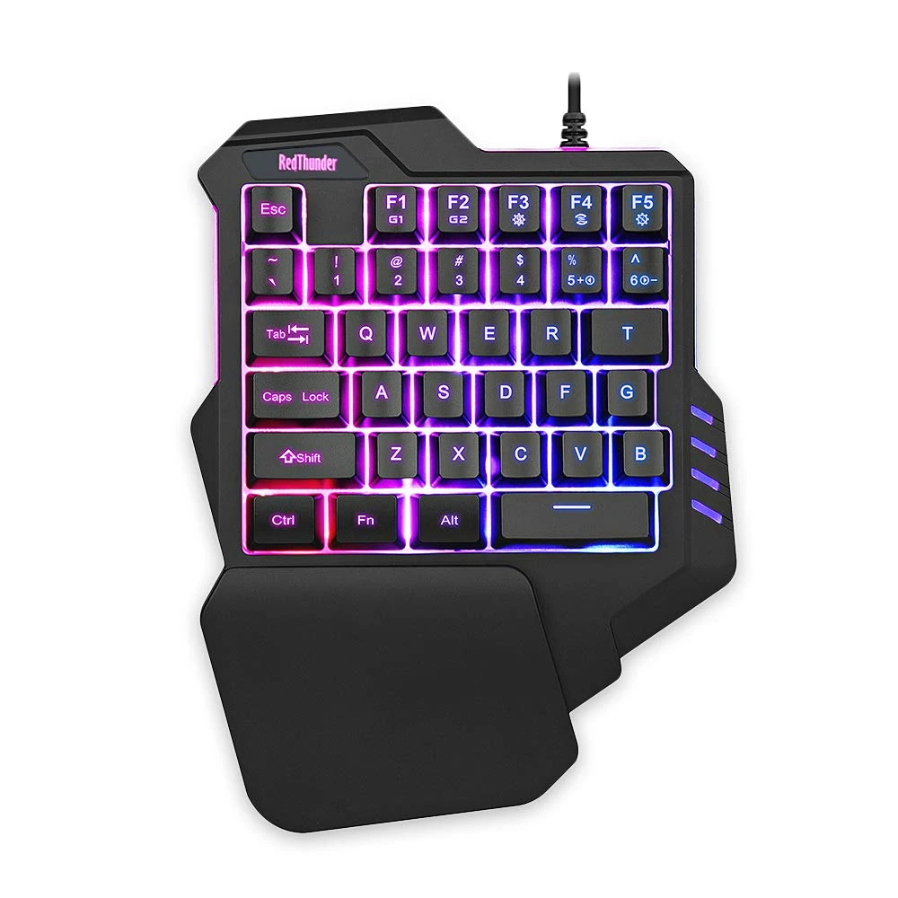 RedThunder One-Handed Gaming Keyboard RGB Backlit 35 Keys Portable Mini Gaming Keypad - Ergonomic Game Controller for PUBG LOL WOW DOTA2 - Computer Desktop PC Mac Gamer