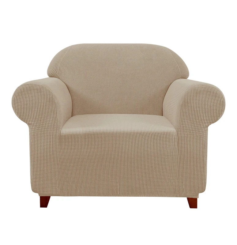 subrtex 1 Piece Elastic Polyester Sofa Cover Seat Cover for Home Sofa (1 Seater, Sand)