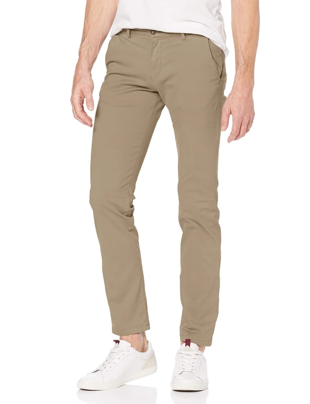bugatti Chino Modern Fit Casual Trousers Long Stretch Cotton, Beige (Beige 40), 35W x 30L