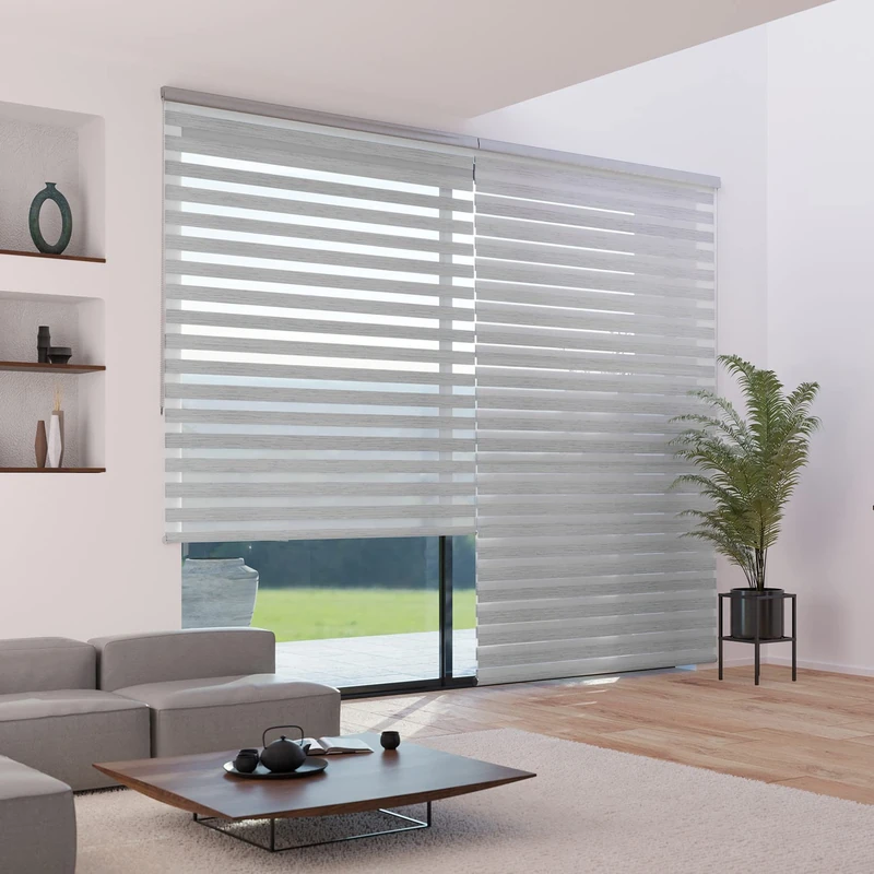 MADECOSTORE Day and Night Roller Blind Must, Polyester, White and Black, L154 x H250cm (Tissu L150cm) - Image 1
